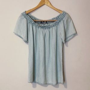 Michael Stars Off The Shoulder Chambray Top